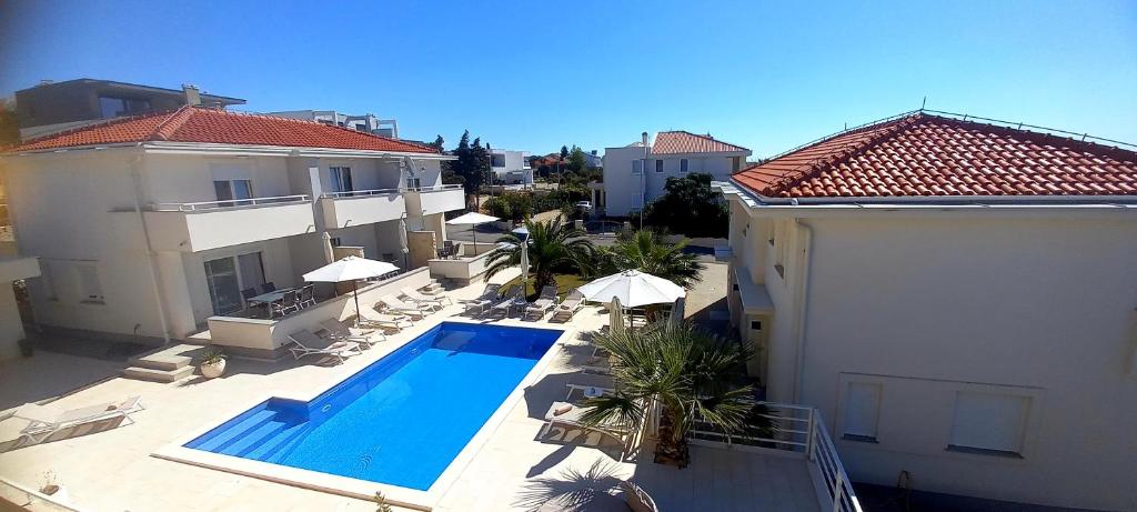 Shared outdoor pool in daylight